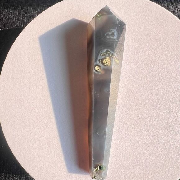 Moss Agate Crystal Meditation Wand (#6) - Picture 4 of 12